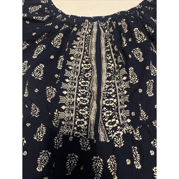 Angie Womens Romper Blue Floral Bell Scalloped Sleeves Size M Shorts Jumpsuit - Picture 3 of 12